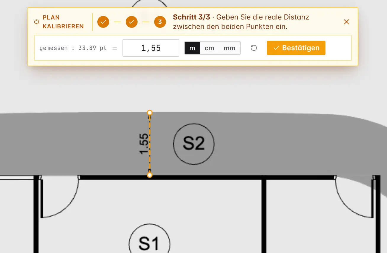 1 Strecke angeben, den Rest messen
